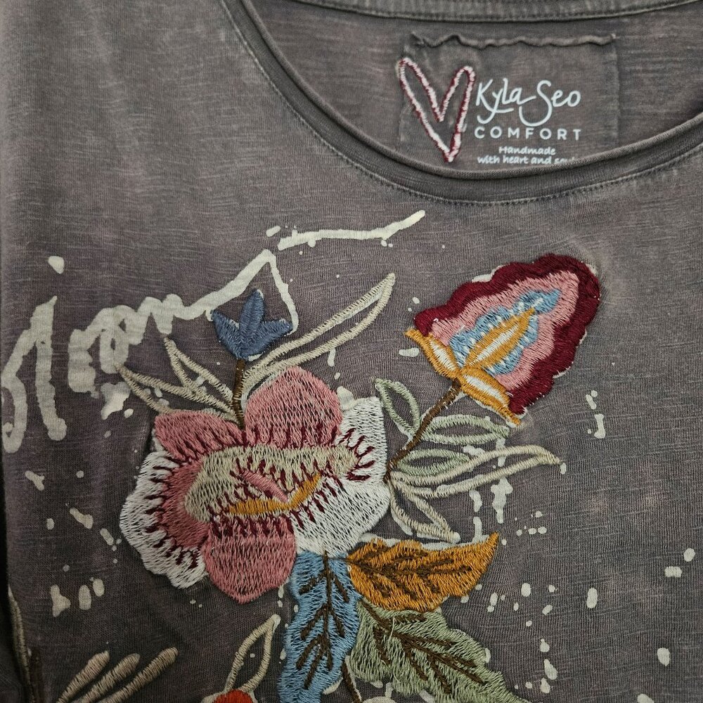 Caite Kyla Brigette Dress Embroidered XSmall Dark Gr T Shirt Long Top NWT - Picture 10 of 10